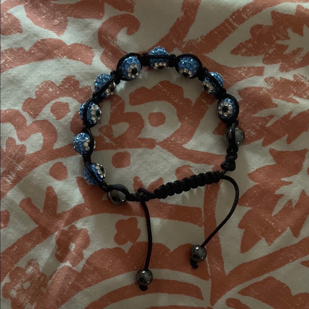 Blue Beaded Adjustable Bracelet